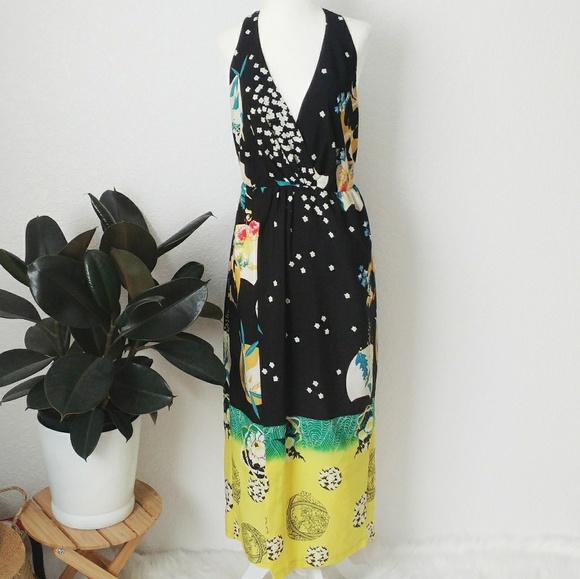 Zara Dresses & Skirts - Zara Boho Floral Open Back Wrap Midi Dress